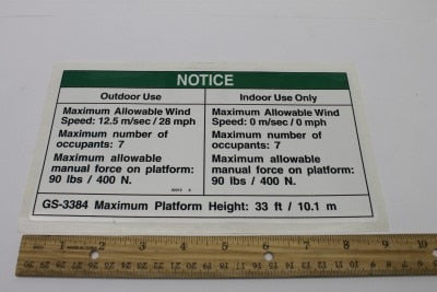 Genie 82212GT DECAL,NOTICE,SIDE FORCE AUS