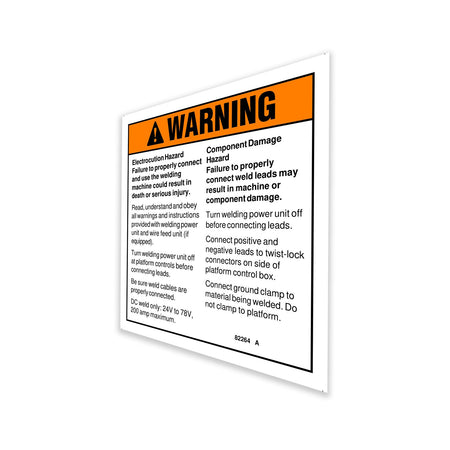 Genie 82264GT DECAL,WARNING,WELD SAFETY/INS*