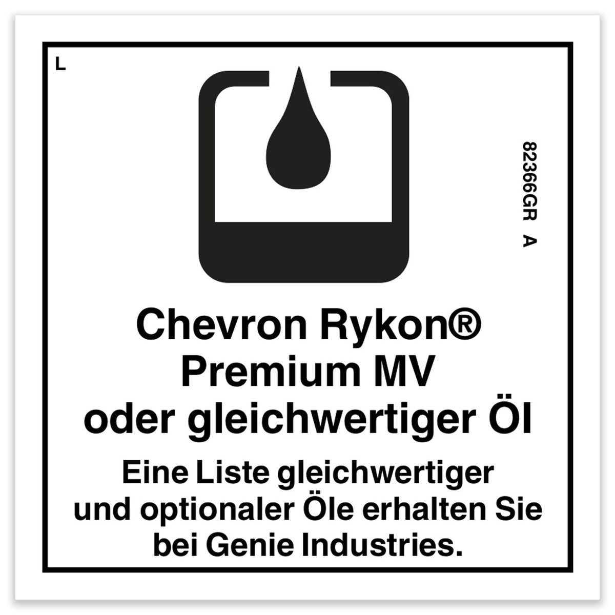 Genie 82366GRGT Decal, Label, Chevron Rykon | Reliable Equipment Parts