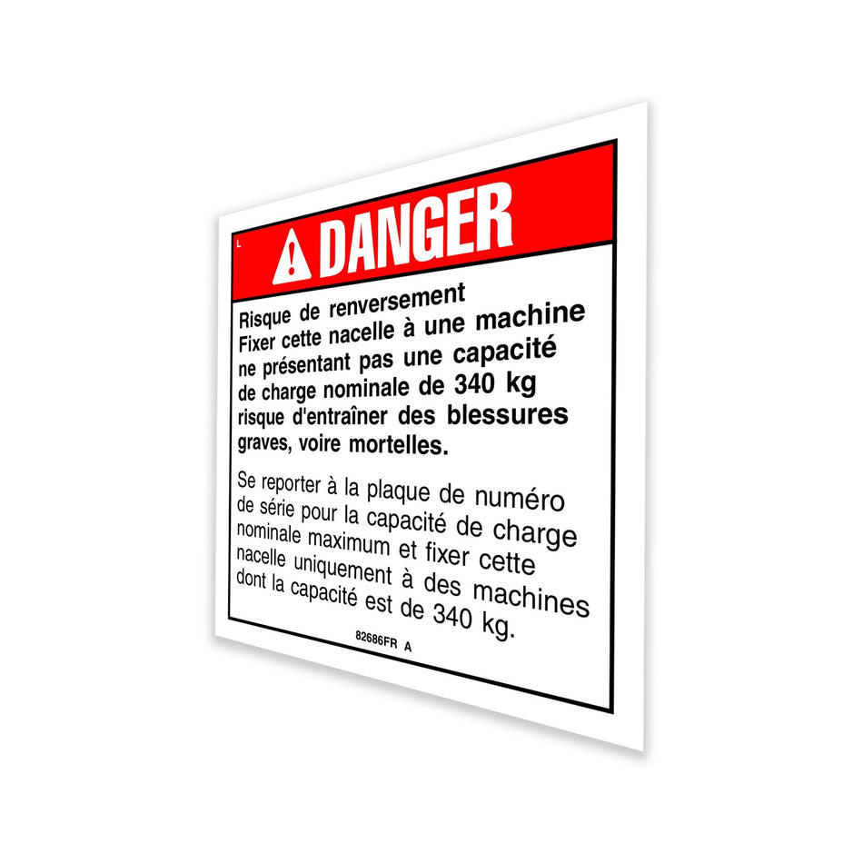 Genie 82686FRGT DECAL,DANGER,TIP-OVER,HI-CAP