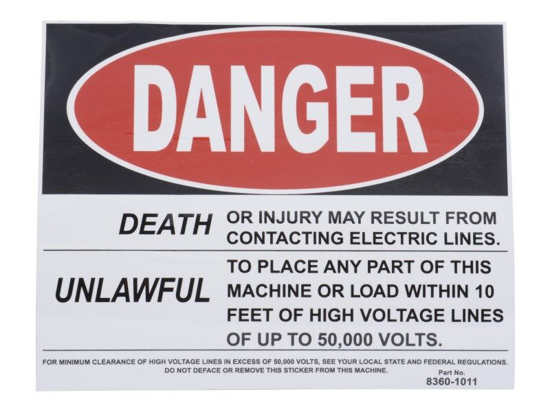 JLG Part # 83601011 – Accident Prevention Decal Package