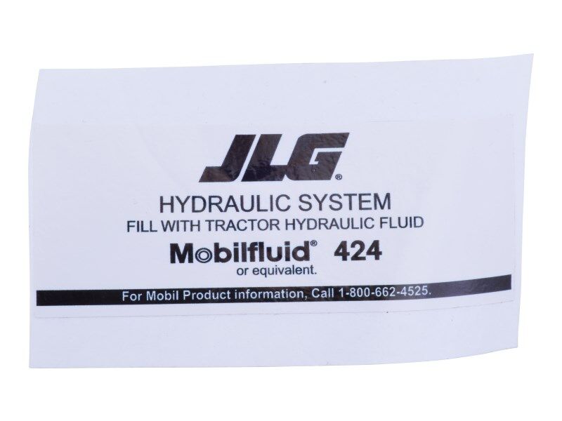 JLG Part # 91143288 – Mobil Fluid 424 Decal To Be
