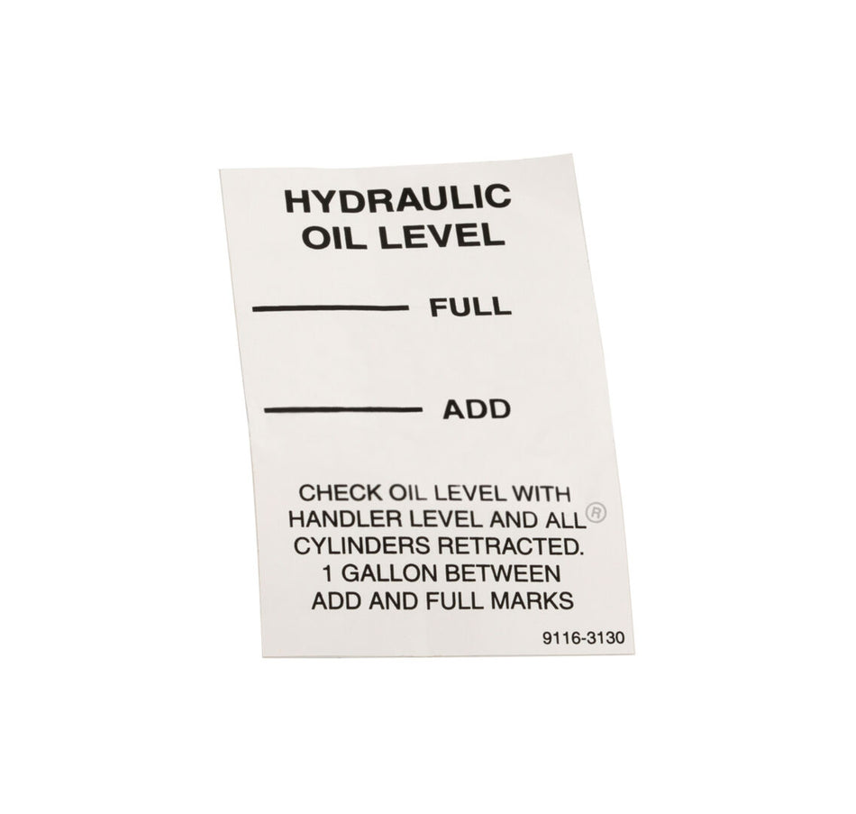 JLG Part # 91163130 – Decal - Oil Level