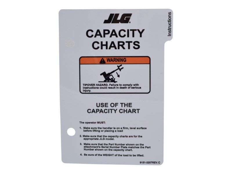 JLG Part # 91513207 -  Decal, Capacity Load Chart