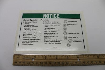 Genie 97703GT DECAL,NOTICE,MANUAL OPER,TZ50
