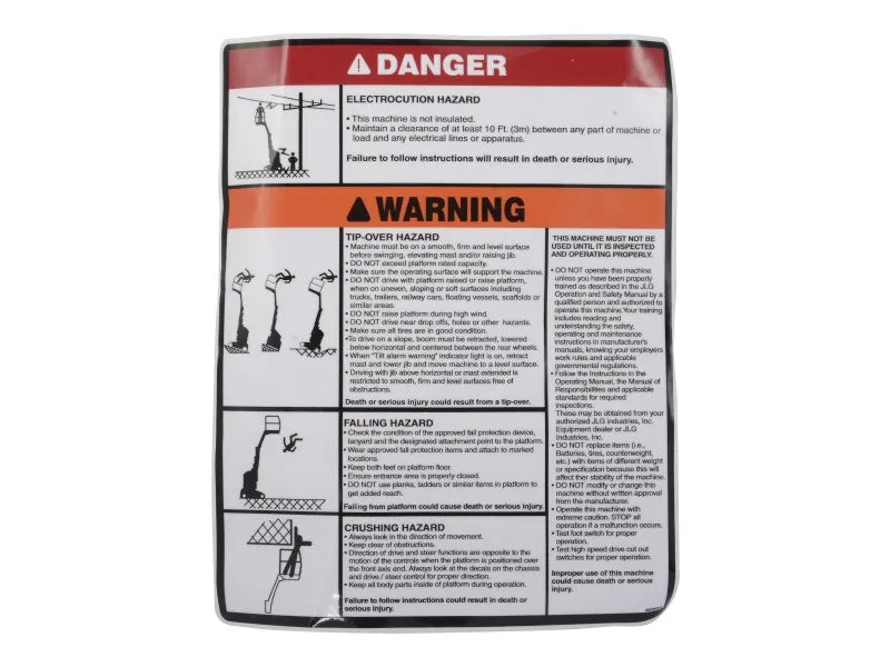 JLG Decal Danger T1010 Au2018 replacement part image
